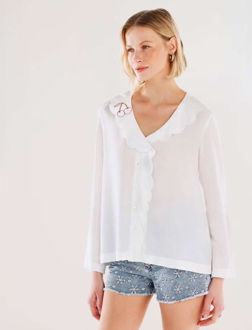 YARGICI Yakası Nakışlı Gömlek YARGICI Yakası Nakışlı Gömlek