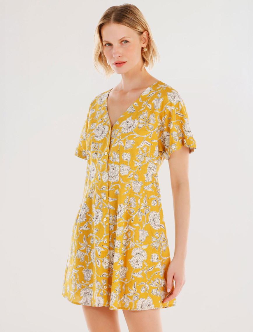 YARGICI Pensli Kısa Kollu Mini Elbise