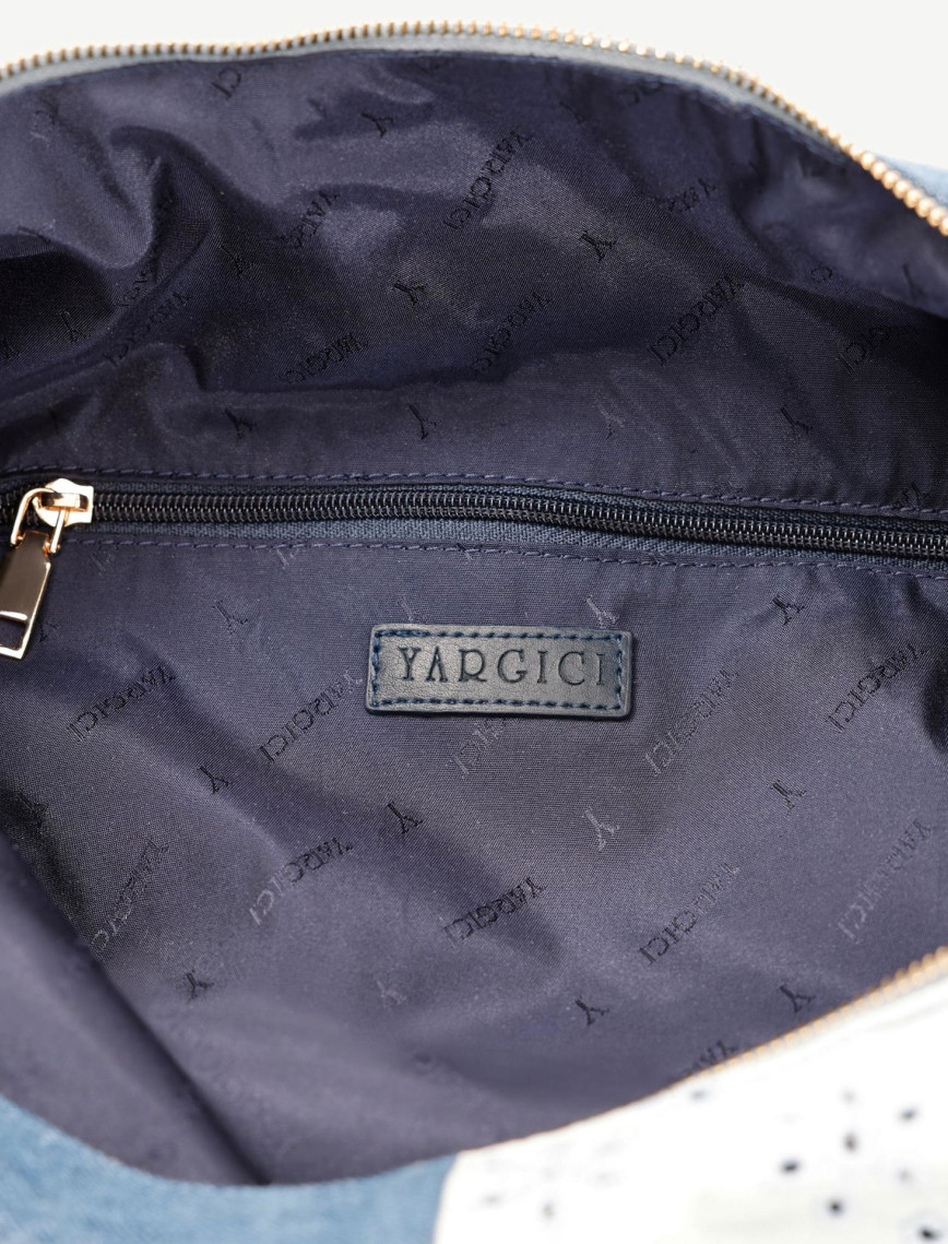 YARGICI Patch Denim Kumaş Omuz Çantası YARGICI Patch Denim Kumaş Omuz Çantası