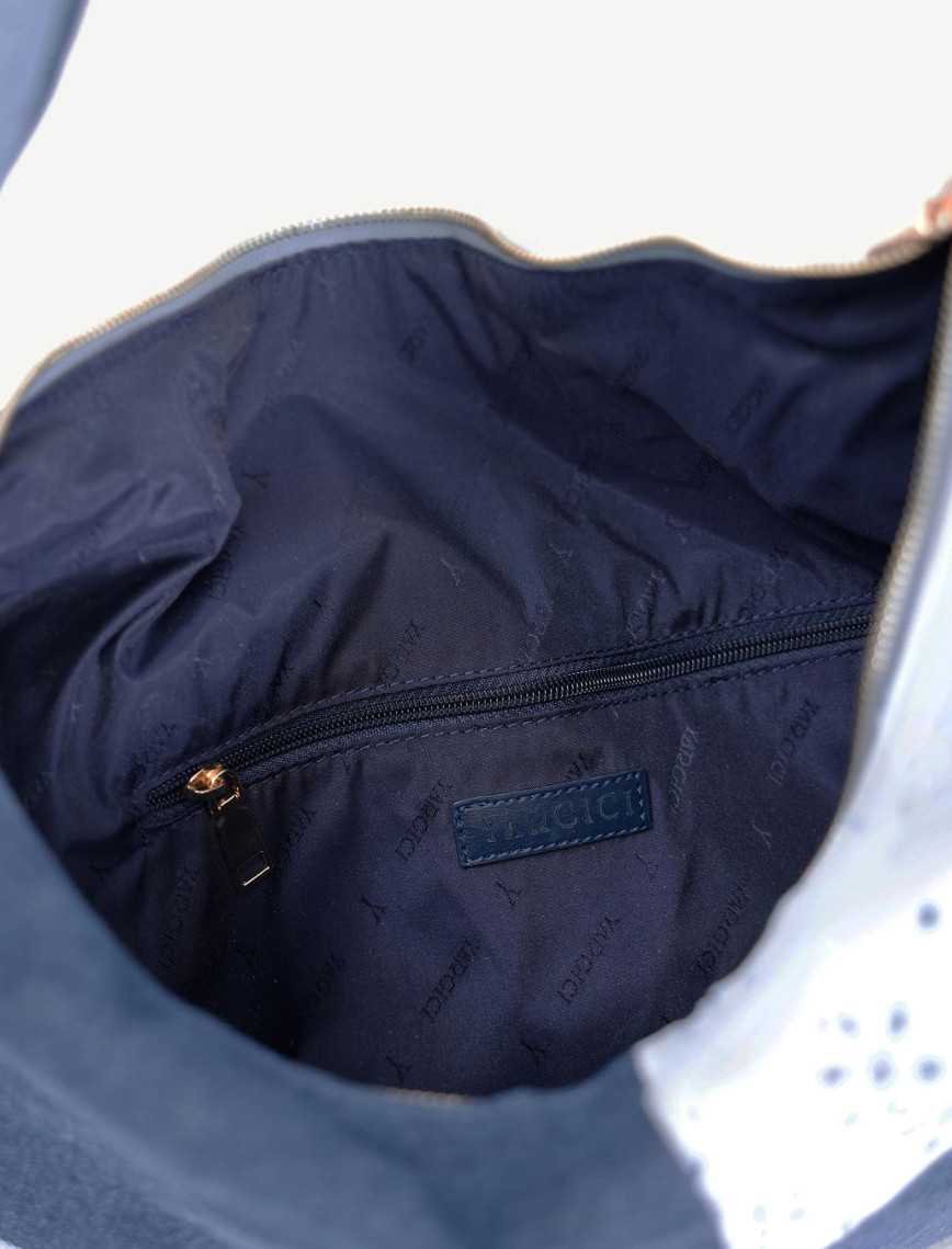 YARGICI Patch Denim Kumaş Omuz Çantası YARGICI Patch Denim Kumaş Omuz Çantası