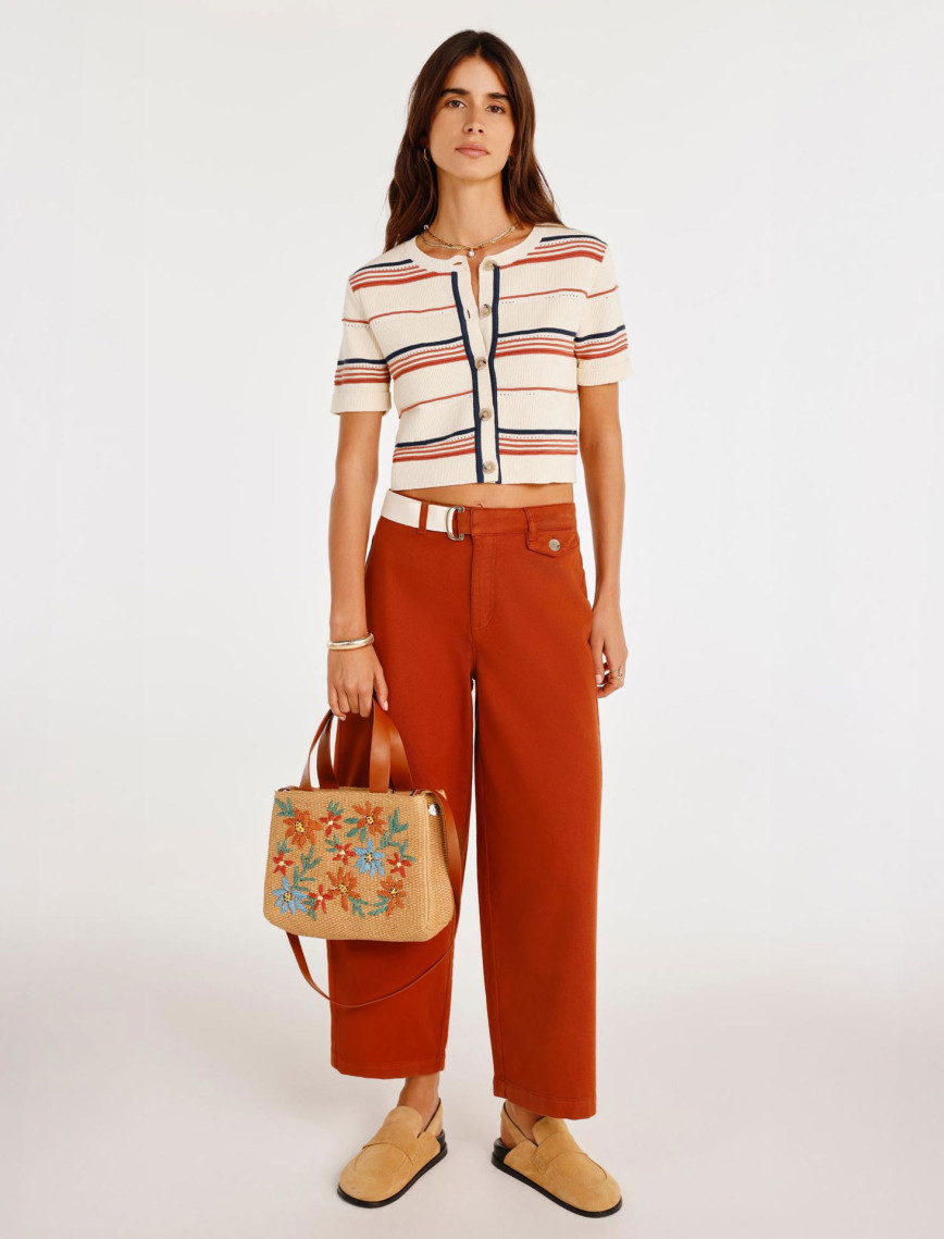 Kemer Detaylı Normal Bel Geniş Paça Denim Pantolon Kemer Detaylı Normal Bel Geniş Paça Denim Pantolon