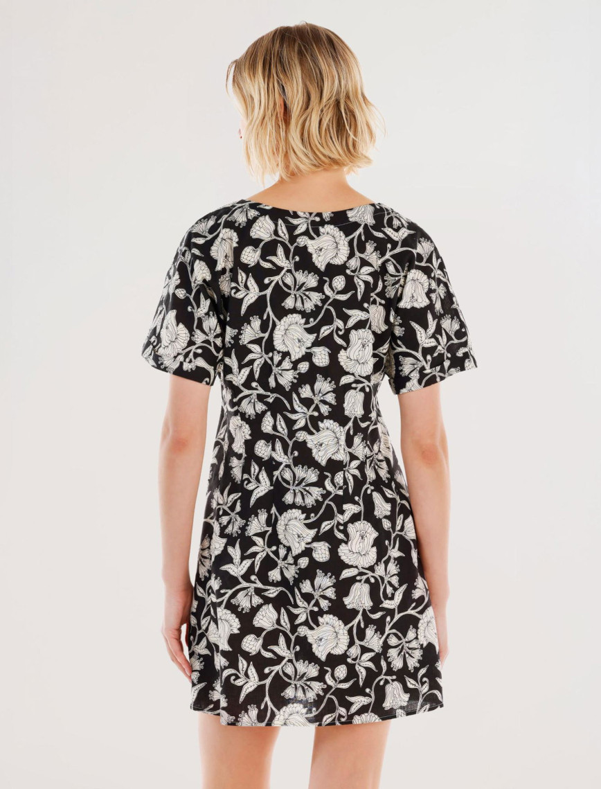 YARGICI Pensli Kısa Kollu Mini Elbise