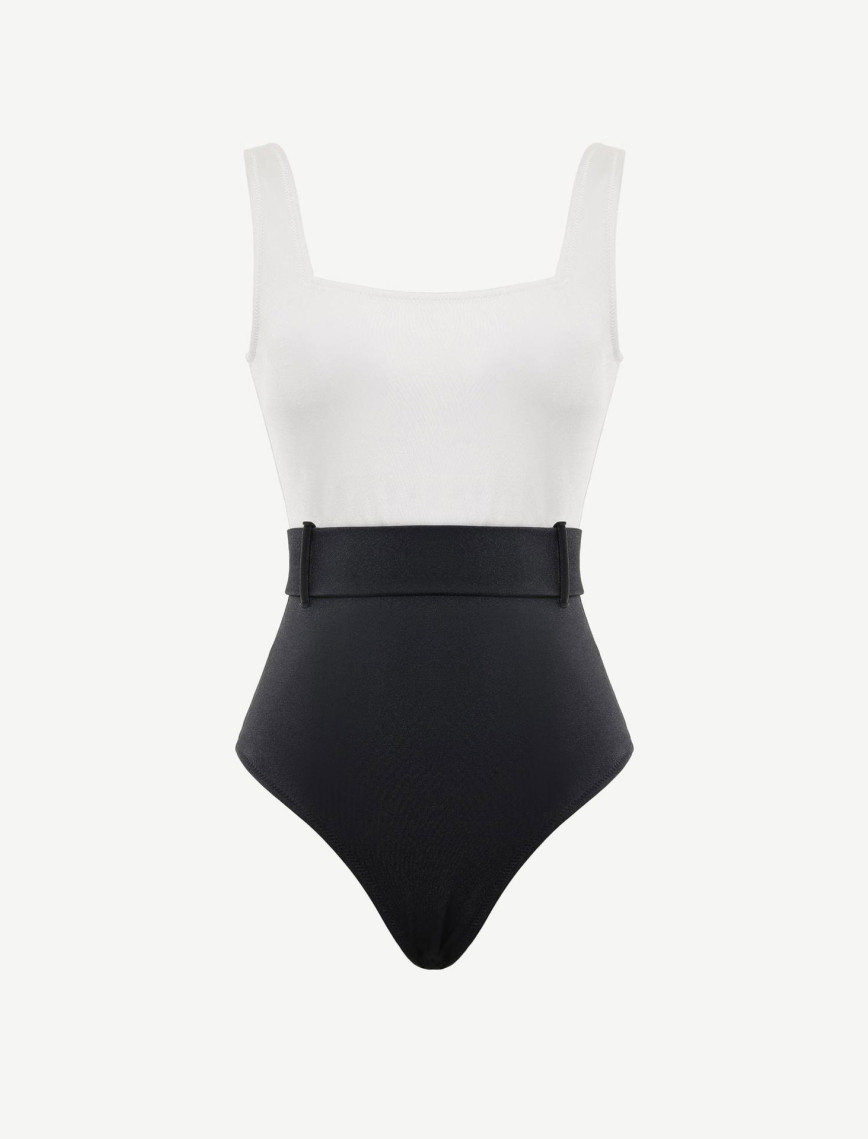 YARGICI İki Renkli Kemerli Mayo YARGICI İki Renkli Kemerli Mayo