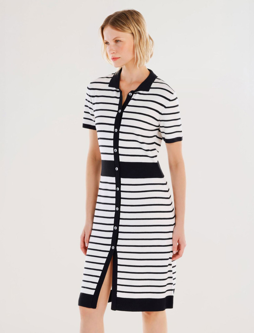 YARGICI Gömlek Yaka Triko Elbise