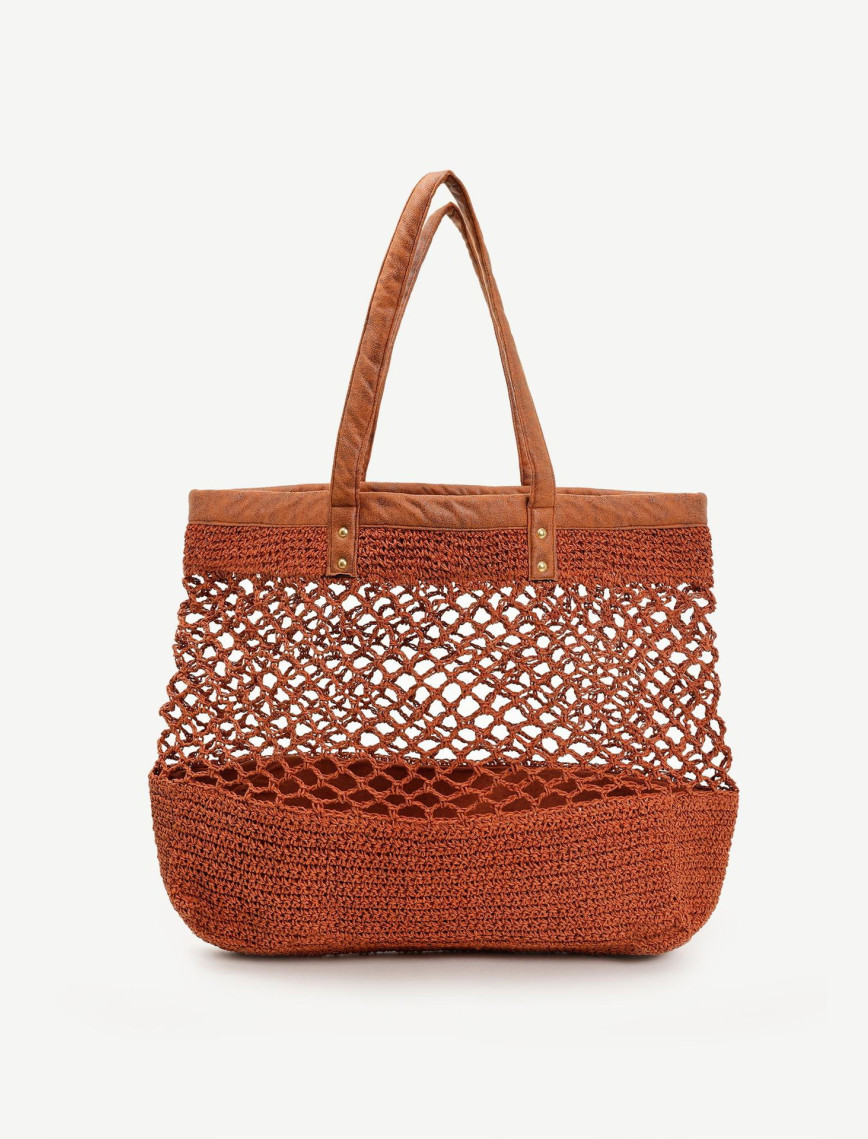 YARGICI Suni Deri Detaylı Örgülü Plaj Çantası YARGICI Suni Deri Detaylı Örgülü Plaj Çantası