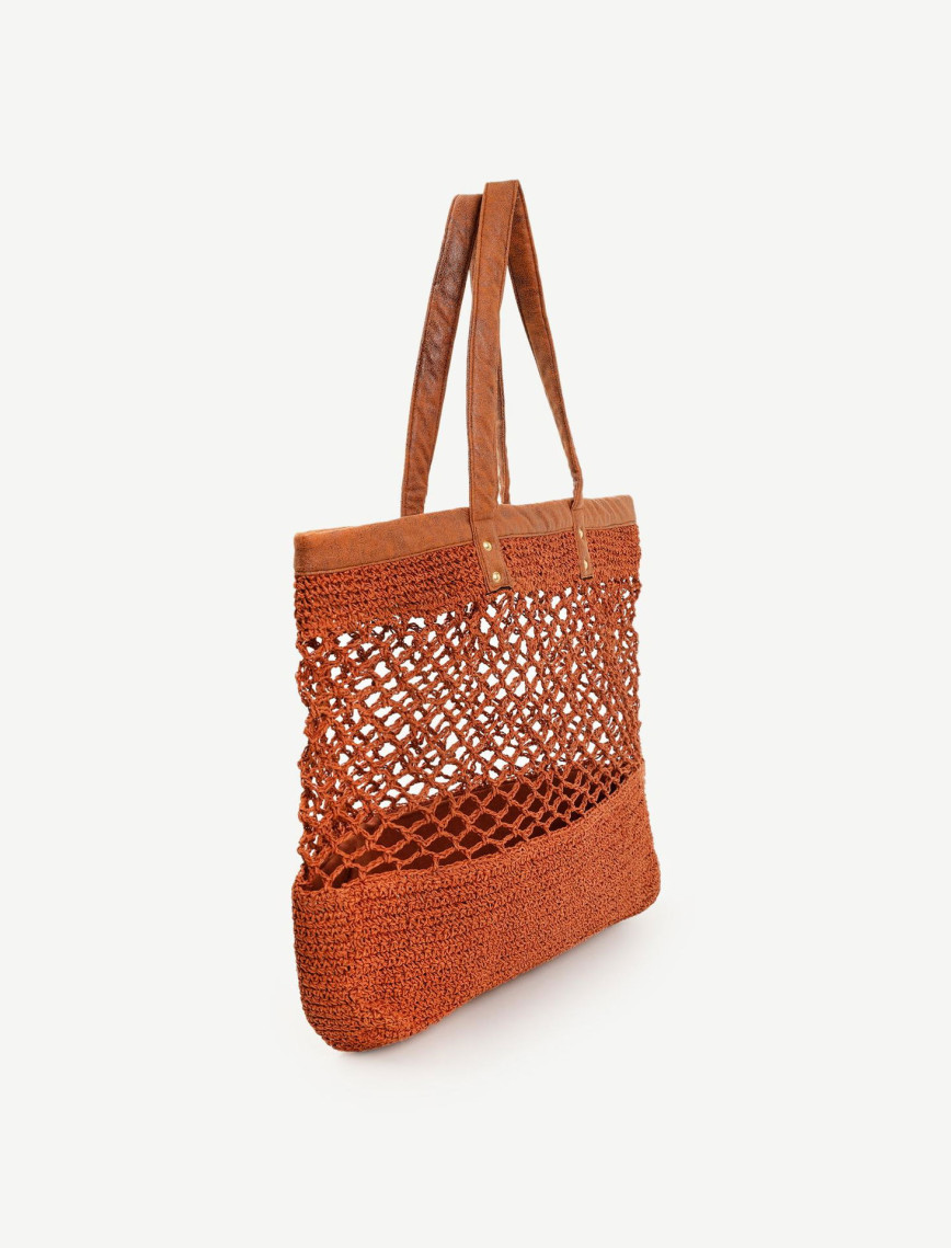 YARGICI Suni Deri Detaylı Örgülü Plaj Çantası YARGICI Suni Deri Detaylı Örgülü Plaj Çantası