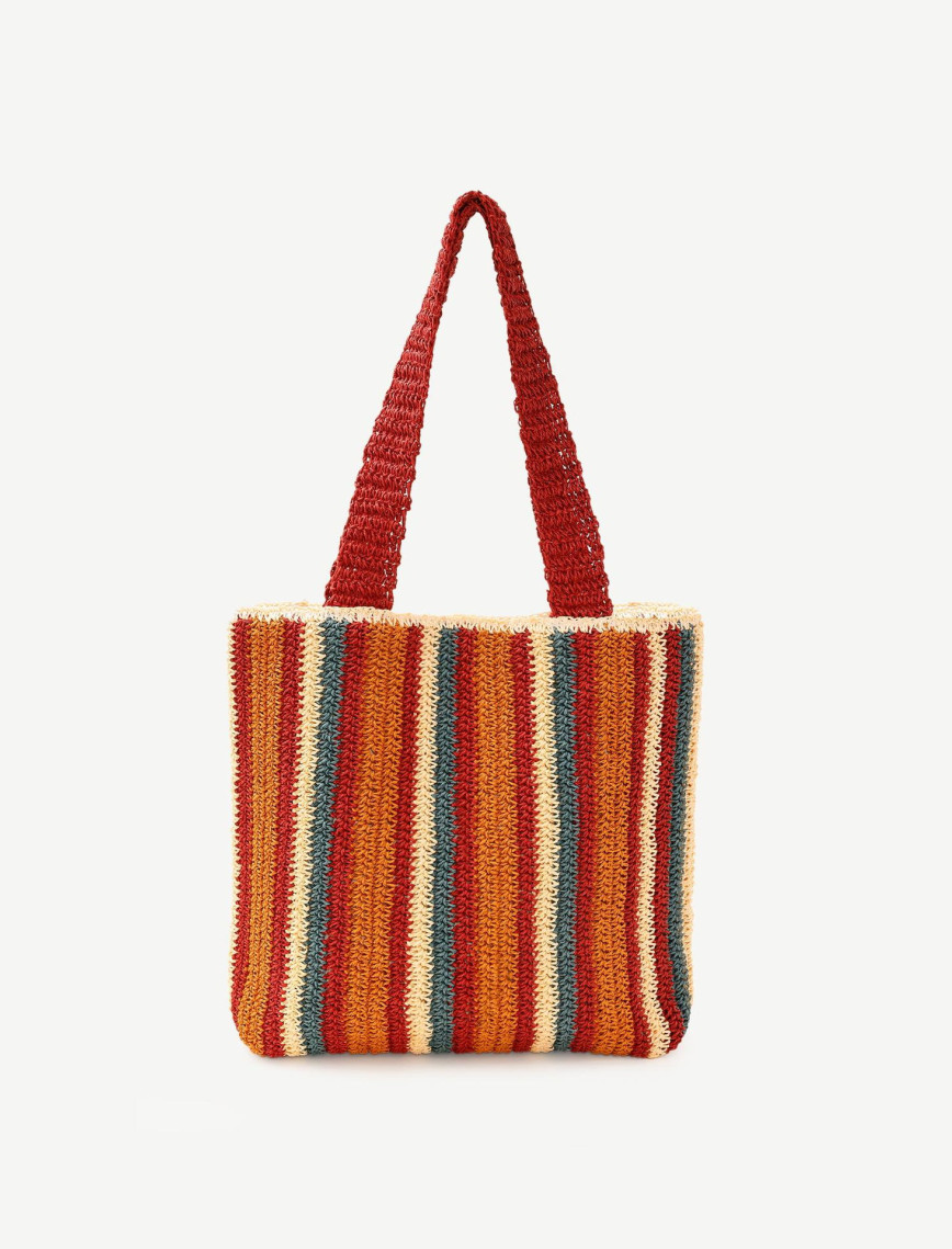 YARGICI Renkli Örgü Detaylı Omuz Çantası YARGICI Renkli Örgü Detaylı Omuz Çantası