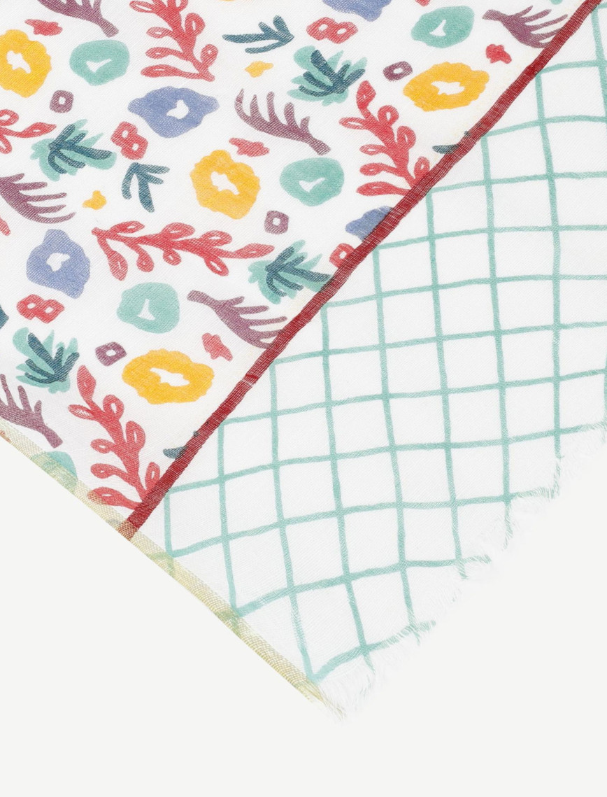 YARGICI Keten Karışımlı Çiçekli Şal YARGICI Keten Karışımlı Çiçekli Şal