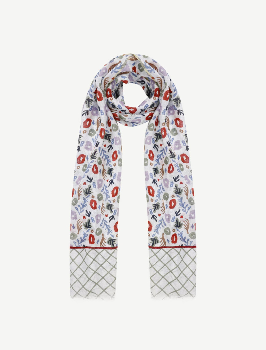 YARGICI Keten Karışımlı Çiçekli Şal YARGICI Keten Karışımlı Çiçekli Şal