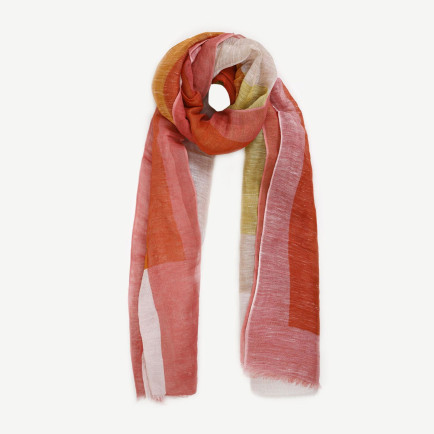 YARGICI Keten Karışımlı Ve Renk Bloklu Şal YARGICI Keten Karışımlı Ve Renk Bloklu Şal