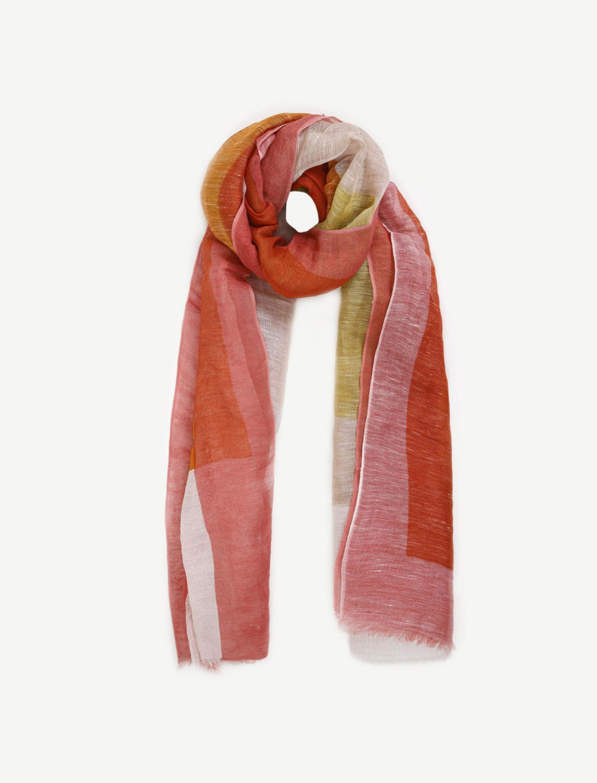 YARGICI Keten Karışımlı Ve Renk Bloklu Şal YARGICI Keten Karışımlı Ve Renk Bloklu Şal