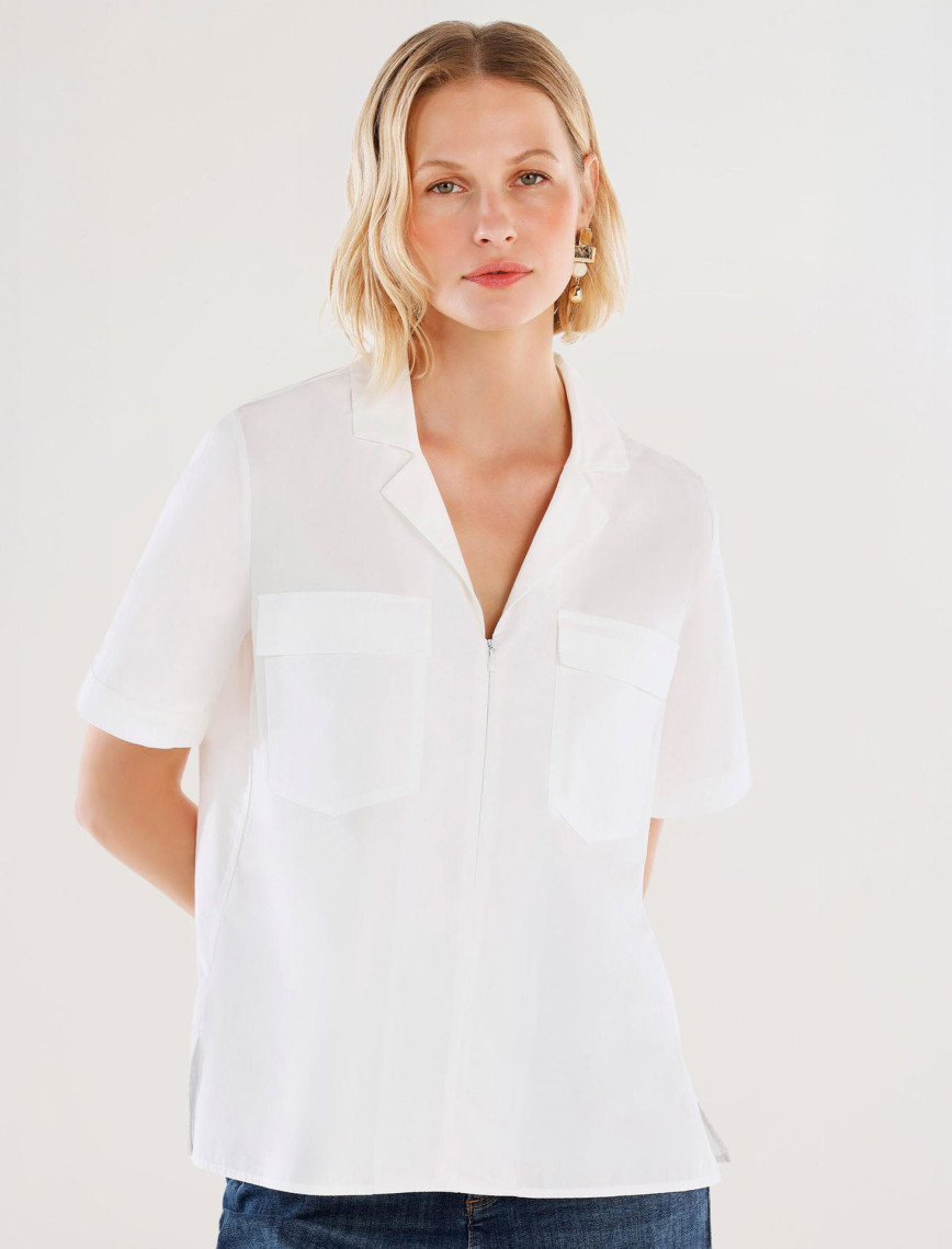 YARGICI Önü Fermuarlı Kısa Kollu Bluz YARGICI Önü Fermuarlı Kısa Kollu Bluz