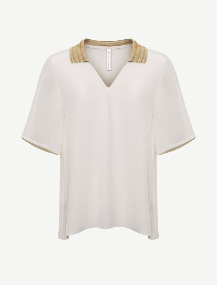 YARGICI Triko Yakalı Kısa Kollu Bluz YARGICI Triko Yakalı Kısa Kollu Bluz