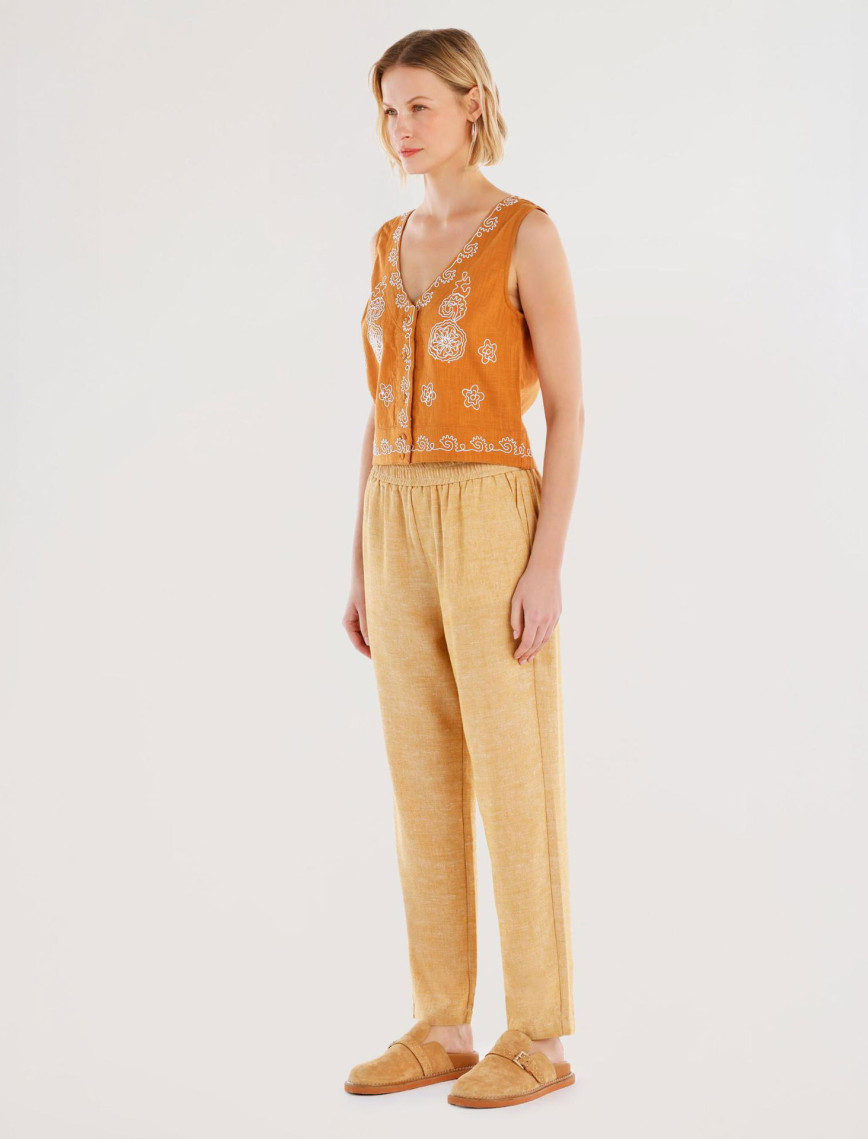 YARGICI Beli Lastikli Düz Kesim Pantolon YARGICI Beli Lastikli Düz Kesim Pantolon