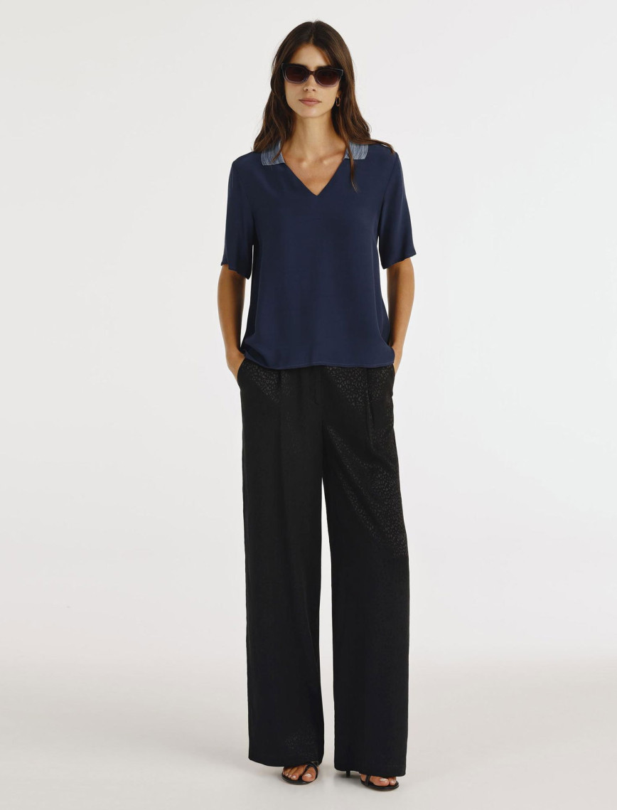 YARGICI Triko Yakalı Kısa Kollu Bluz YARGICI Triko Yakalı Kısa Kollu Bluz