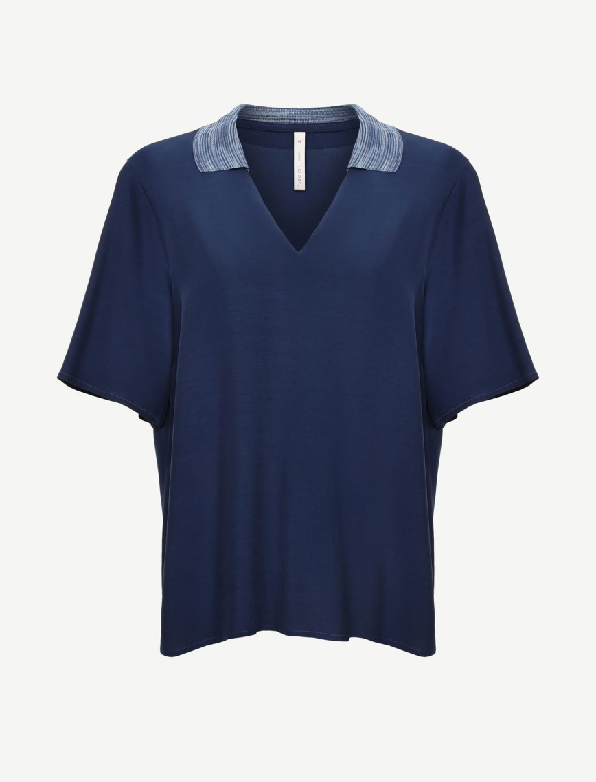 YARGICI Triko Yakalı Kısa Kollu Bluz YARGICI Triko Yakalı Kısa Kollu Bluz