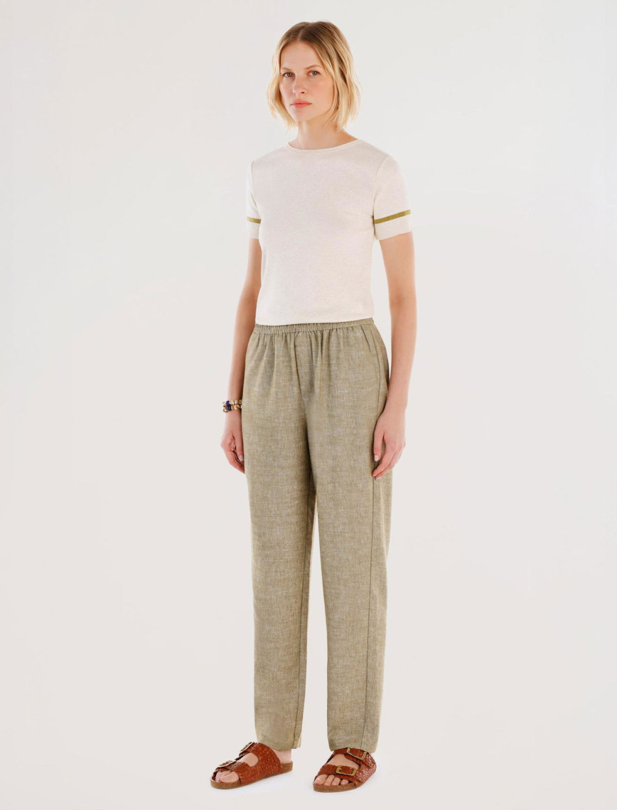 YARGICI Beli Lastikli Düz Kesim Pantolon YARGICI Beli Lastikli Düz Kesim Pantolon