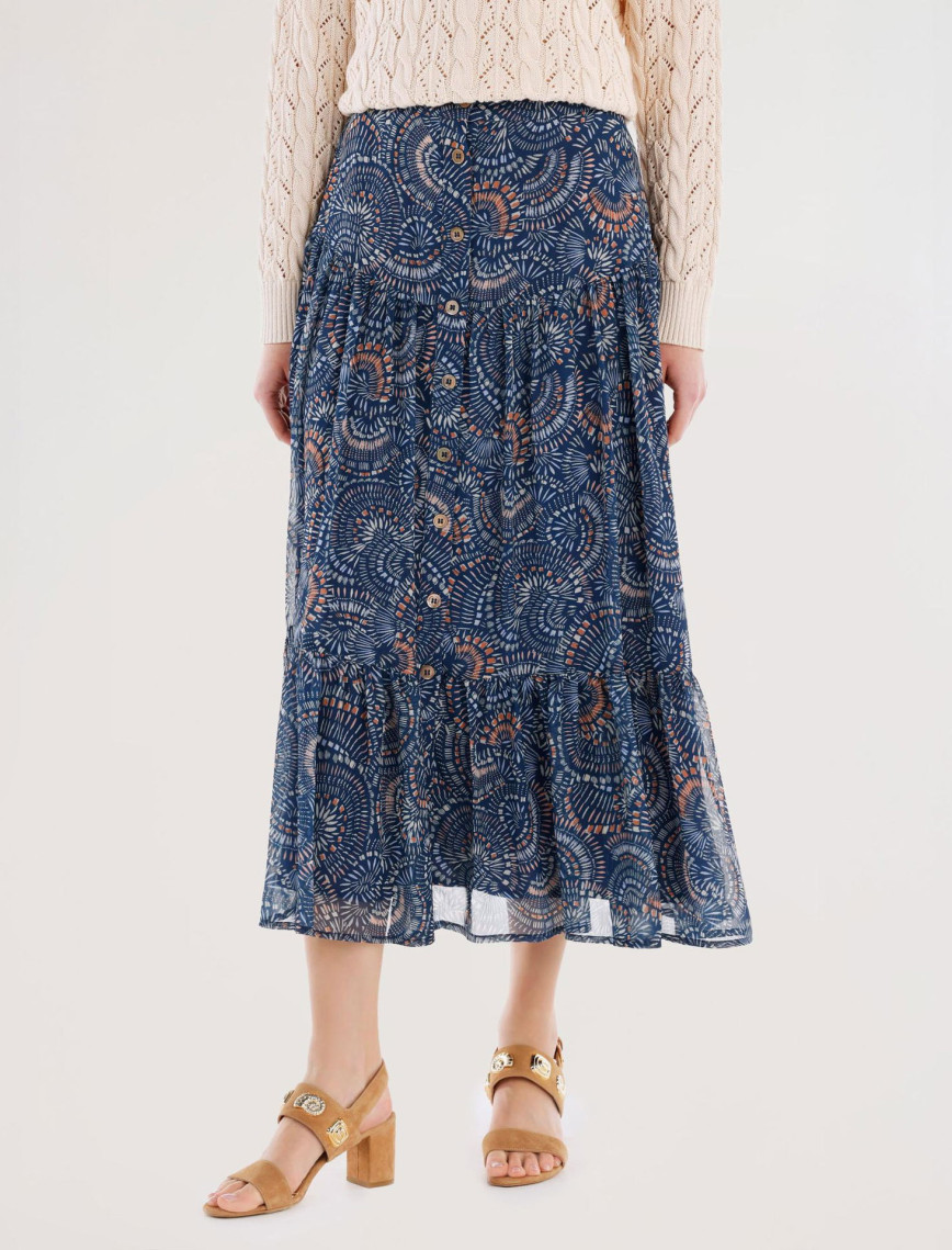 YARGICI Önü Düğmeli Midi Etek YARGICI Önü Düğmeli Midi Etek