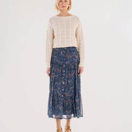 YARGICI Önü Düğmeli Midi Etek YARGICI Önü Düğmeli Midi Etek