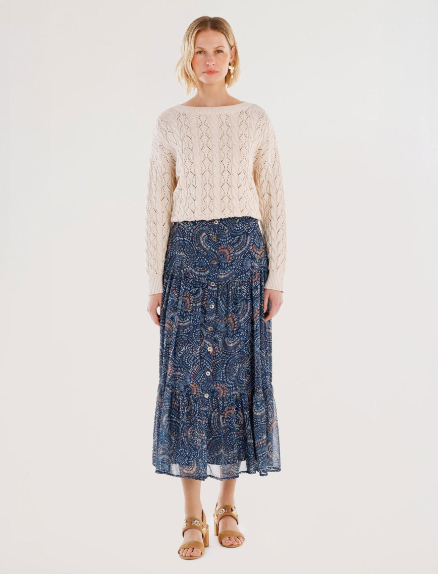 YARGICI Önü Düğmeli Midi Etek YARGICI Önü Düğmeli Midi Etek