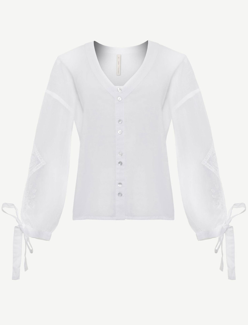 YARGICI V Yaka Balon Kol Bluz YARGICI V Yaka Balon Kol Bluz