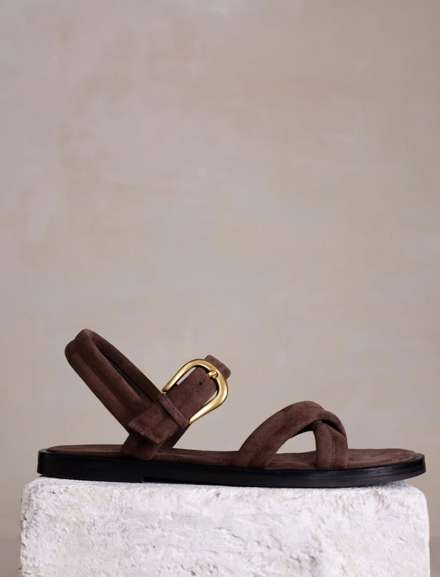 YARGICI Pedli Çapraz Deri Düz Sandalet YARGICI Pedli Çapraz Deri Düz Sandalet