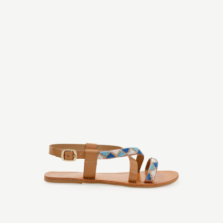 YARGICI Boncuk İşlemeli Deri Sandalet YARGICI Boncuk İşlemeli Deri Sandalet