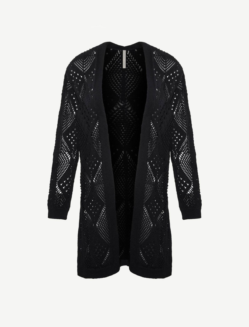 Uzun Örgü Detaylı Hırka Uzun Örgü Detaylı Hırka