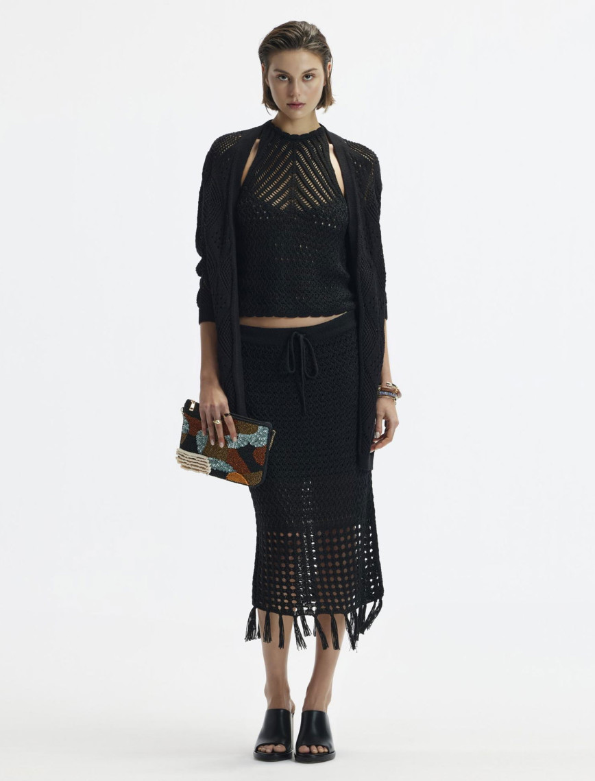 Uzun Örgü Detaylı Hırka Uzun Örgü Detaylı Hırka