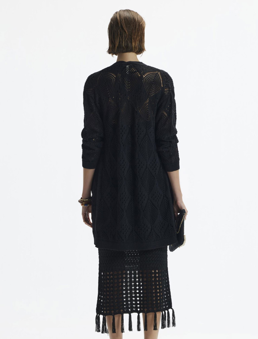 Uzun Örgü Detaylı Hırka Uzun Örgü Detaylı Hırka