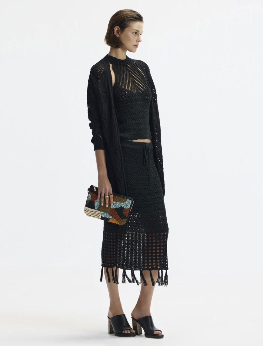 Uzun Örgü Detaylı Hırka Uzun Örgü Detaylı Hırka