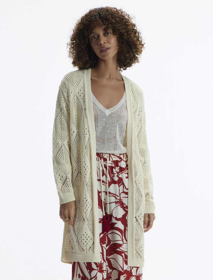 Uzun Örgü Detaylı Hırka Uzun Örgü Detaylı Hırka