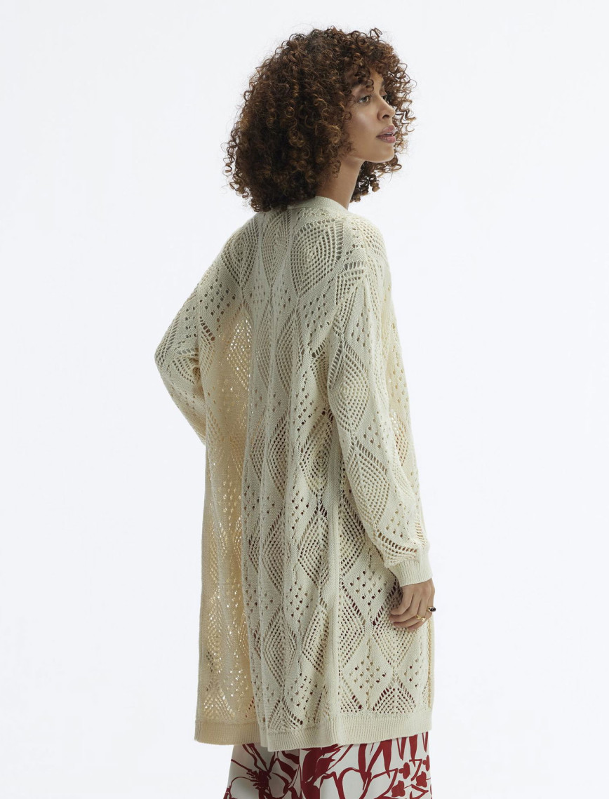 Uzun Örgü Detaylı Hırka Uzun Örgü Detaylı Hırka