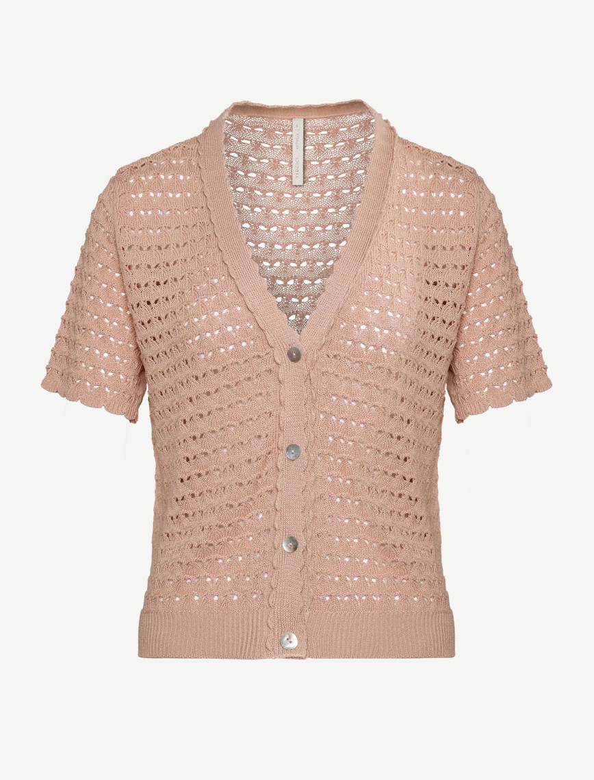 V Yaka Jakar Örgülü Kısa Kollu Hırka V Yaka Jakar Örgülü Kısa Kollu Hırka