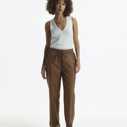 YARGICI Beli Lastikli Nakış Detaylı Pantolon YARGICI Beli Lastikli Nakış Detaylı Pantolon