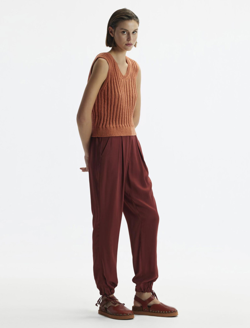 YARGICI Düz Kesim Paçası Bağlı Pantolon YARGICI Düz Kesim Paçası Bağlı Pantolon