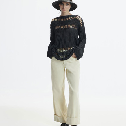 YARGICI Kıvrık Paçalı Rahat Kesim Denim Pantolon YARGICI Kıvrık Paçalı Rahat Kesim Denim Pantolon