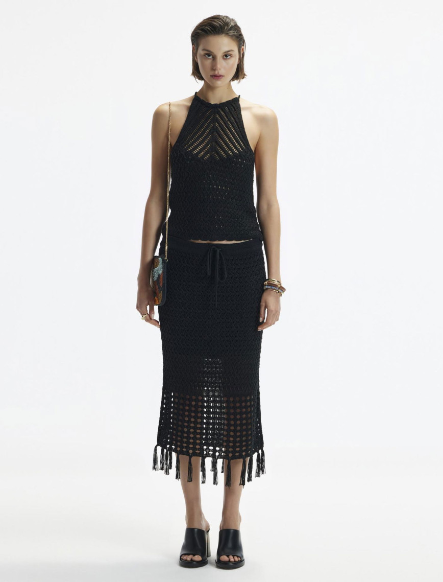 YARGICI Püsküllü Dizaltı Triko Etek YARGICI Püsküllü Dizaltı Triko Etek