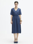 YARGICI V Yaka Kısa Kollu Midi Boy Elbise YARGICI V Yaka Kısa Kollu Midi Boy Elbise