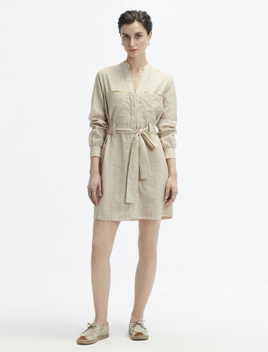 YARGICI Dik Yaka Kemerli Kısa Safari Elbise YARGICI Dik Yaka Kemerli Kısa Safari Elbise