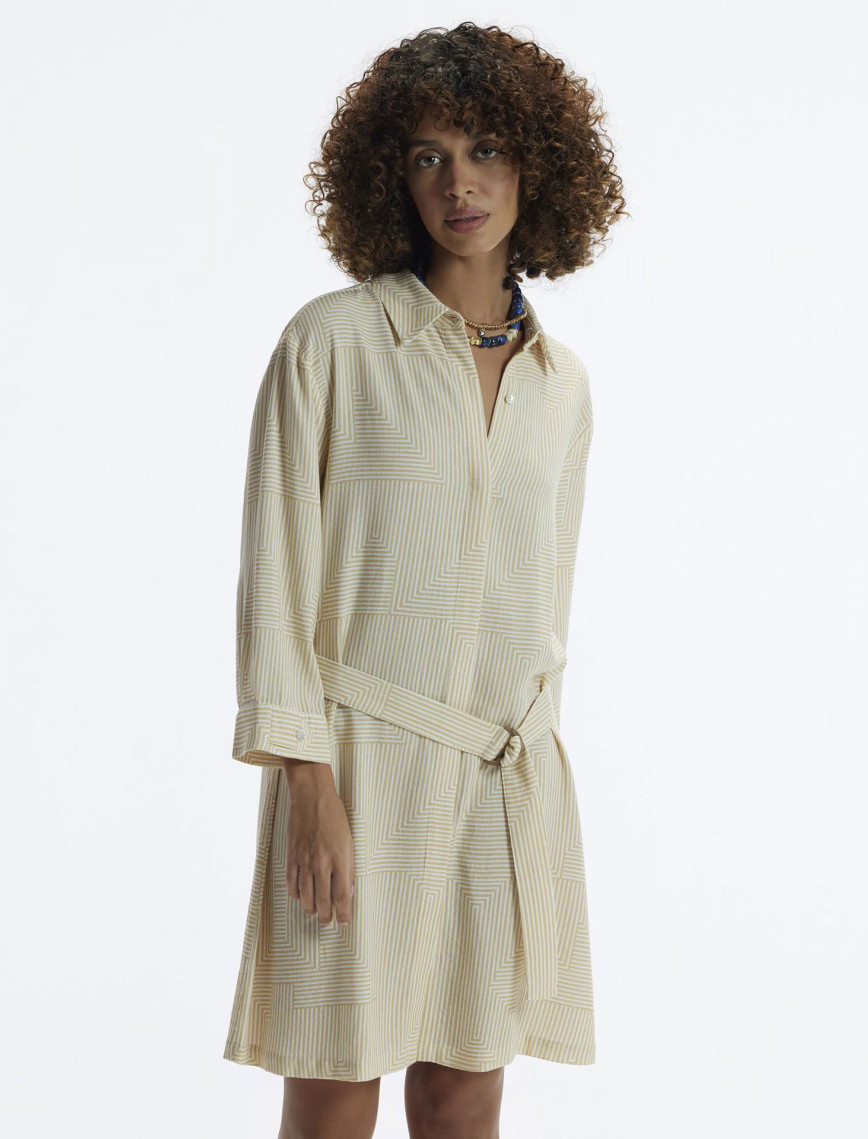 YARGICI Uzun Kollu Kemerli Kısa Gömlek Elbise YARGICI Uzun Kollu Kemerli Kısa Gömlek Elbise