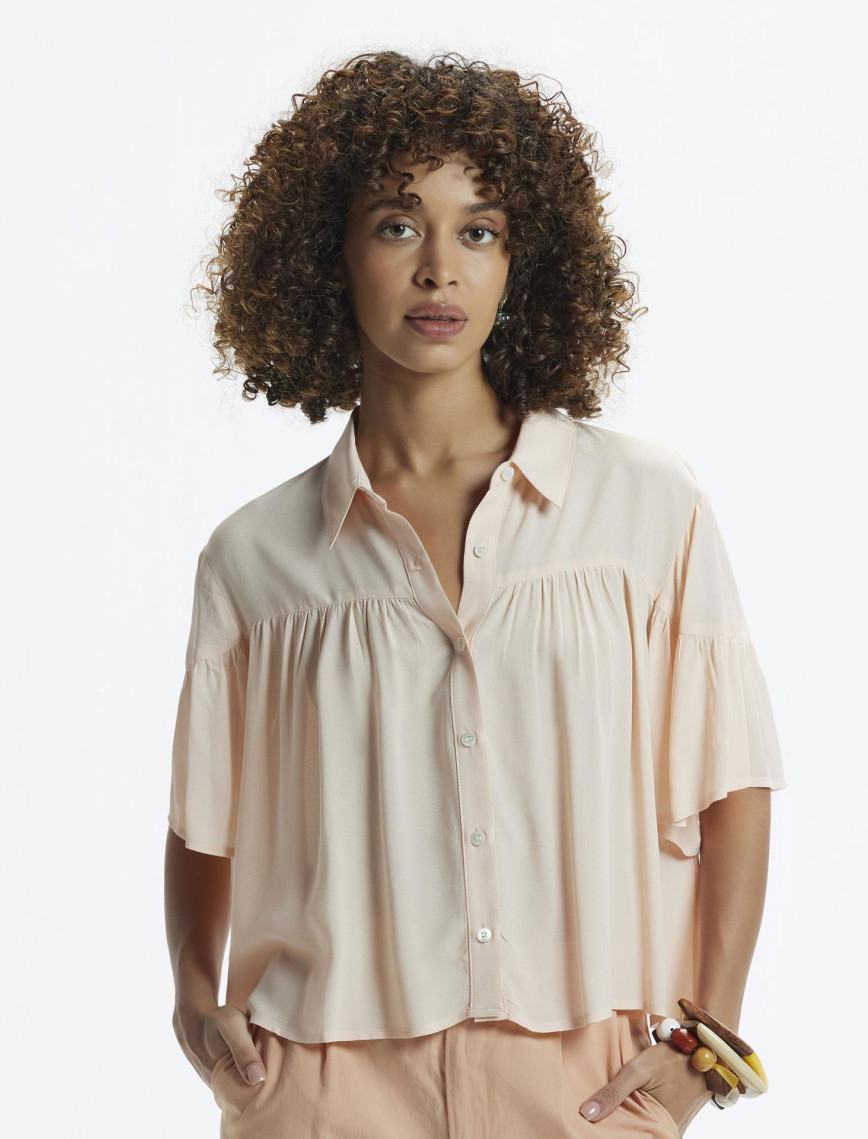 YARGICI Fırfırlı Kısa Kollu Gömlek YARGICI Fırfırlı Kısa Kollu Gömlek