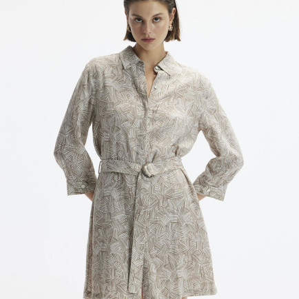 YARGICI Uzun Kollu Kemerli Kısa Gömlek Elbise YARGICI Uzun Kollu Kemerli Kısa Gömlek Elbise