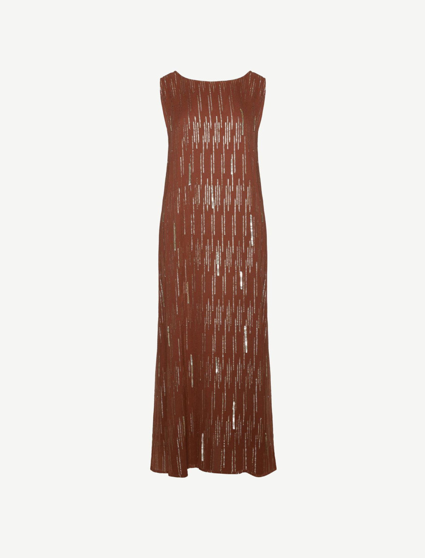 YARGICI Kolsuz Sırt Bağlama Detaylı Midi Elbise YARGICI Kolsuz Sırt Bağlama Detaylı Midi Elbise