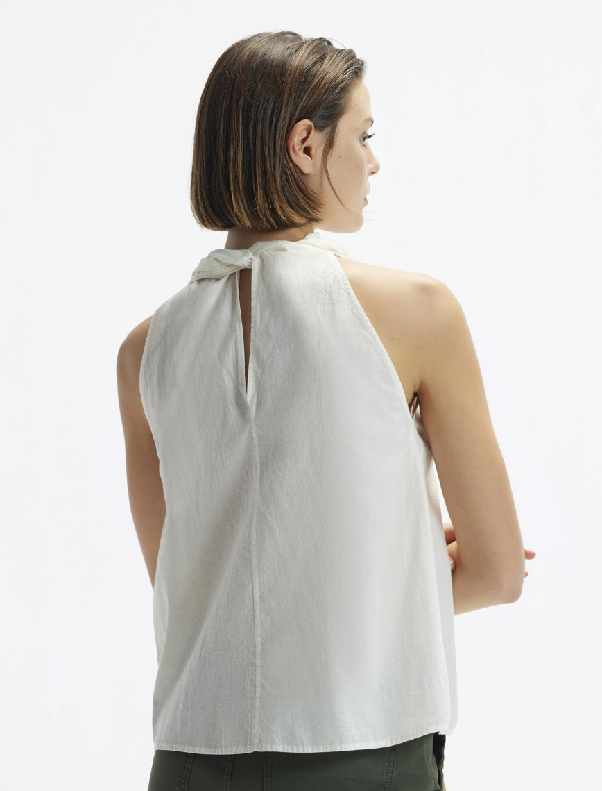 YARGICI Kolsuz Dik Yaka Bağlamalı Bluz YARGICI Kolsuz Dik Yaka Bağlamalı Bluz