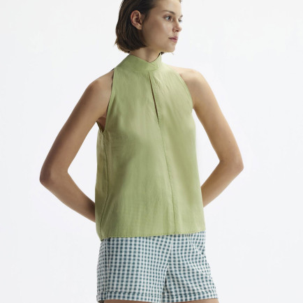 YARGICI Kolsuz Dik Yaka Bağlamalı Bluz YARGICI Kolsuz Dik Yaka Bağlamalı Bluz