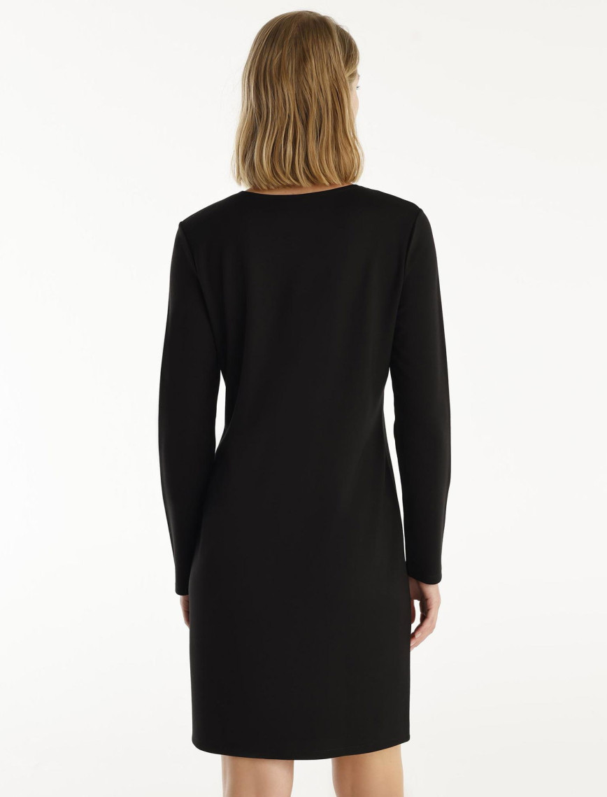 YARGICI Düğme Detaylı Uzun Kollu Bisiklet Yaka Kısa Elbise YARGICI Düğme Detaylı Uzun Kollu Bisiklet Yaka Kısa Elbise