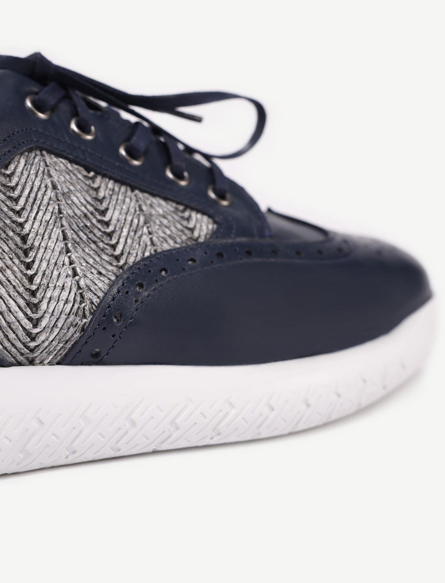Hasır Detaylı Deri Sneakers Hasır Detaylı Deri Sneakers