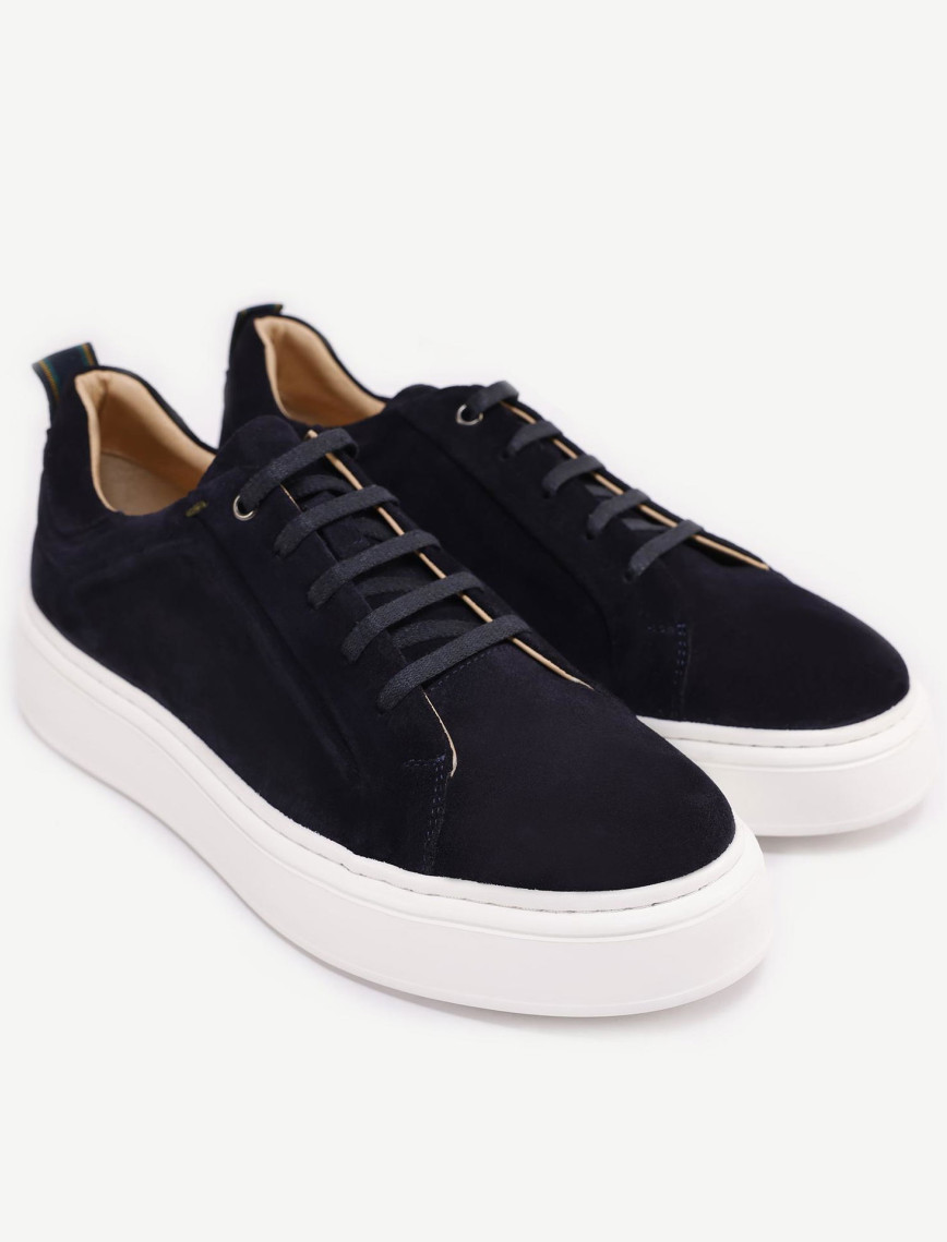 Silikon Kabartmanlı Deri Bağlı Sneakers Silikon Kabartmanlı Deri Bağlı Sneakers