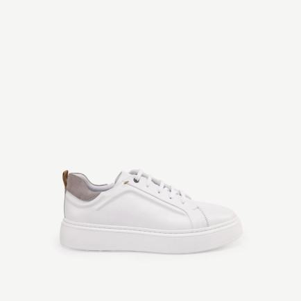 Silikon Kabartmanlı Deri Bağlı Sneakers Silikon Kabartmanlı Deri Bağlı Sneakers